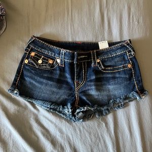 EUC Sz 29 True Religion Cut-off shorts - dark denim daisy dukes